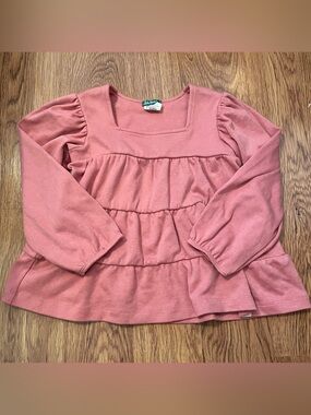 Little Road Co. Girls Rose Pink Tiered Long-Sleeve